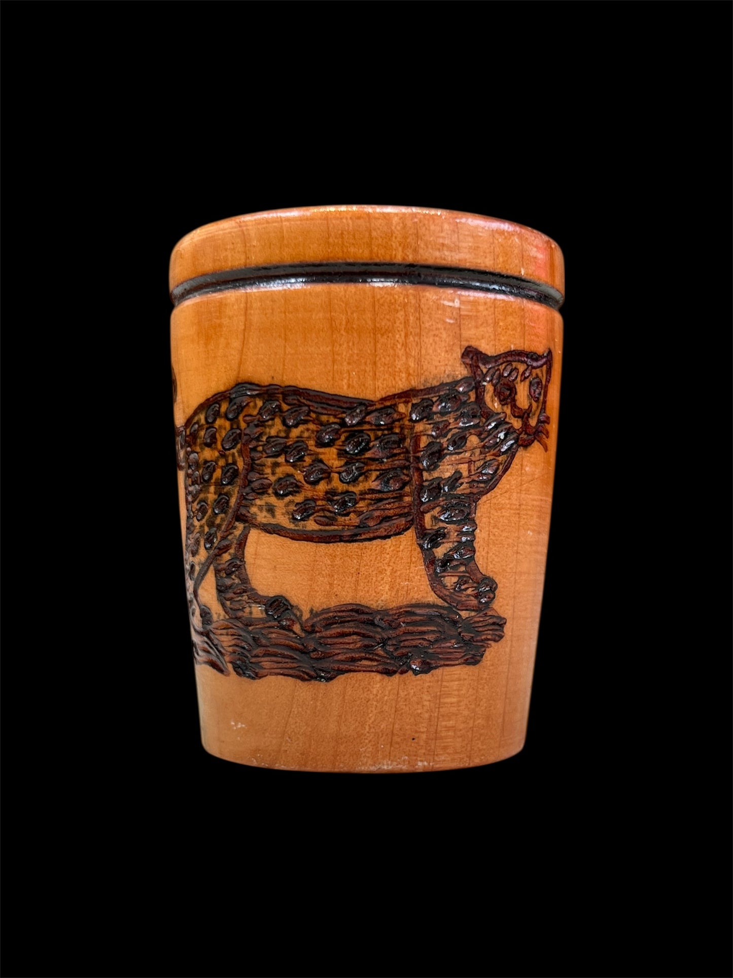 Mexican Carved Wooden Shot Glass – 2” Mini Cup (Mayan Design)