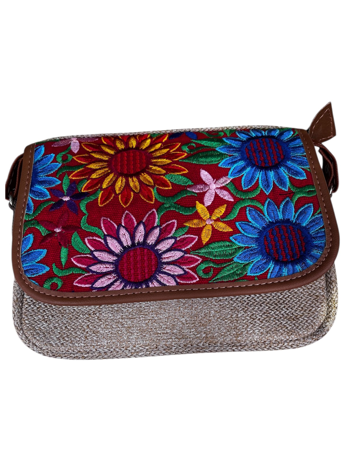 Handmade Floral Embroidered Crossbody Bag