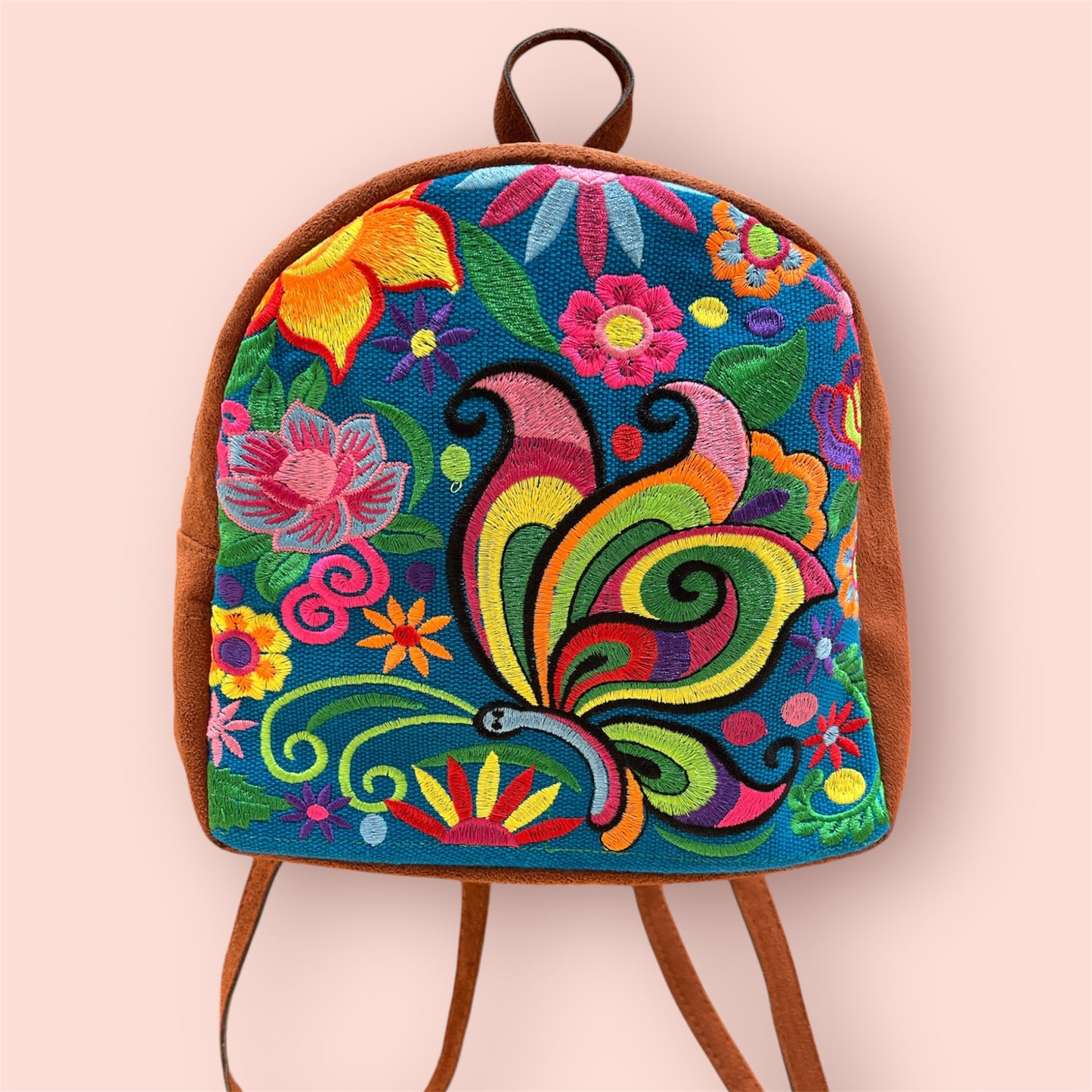 Handmade Embroidered Backpack- Colorful Butterfly