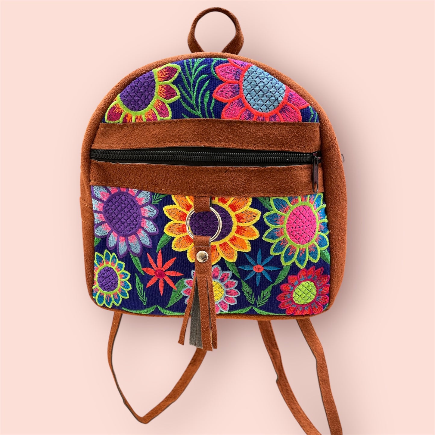 Handmade Embroidered Backpack-Floral Design