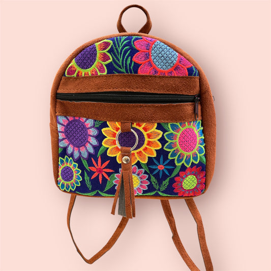 Handmade Embroidered Backpack-Floral Design
