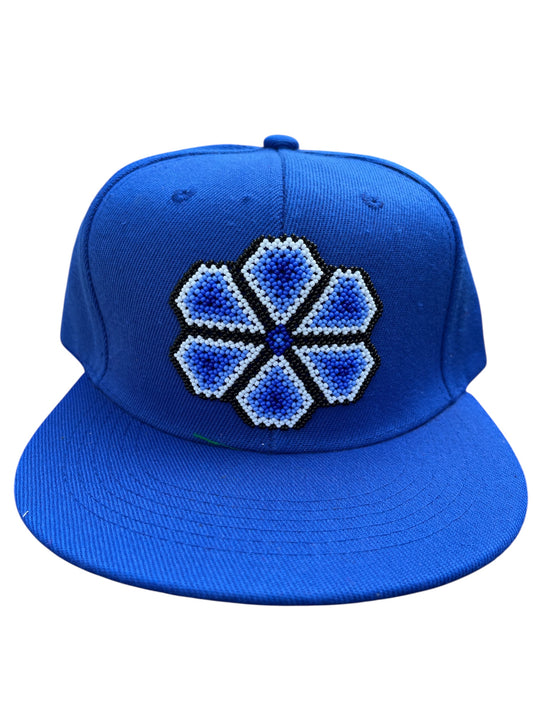 Shakira Beaded Cap – Blue Flower