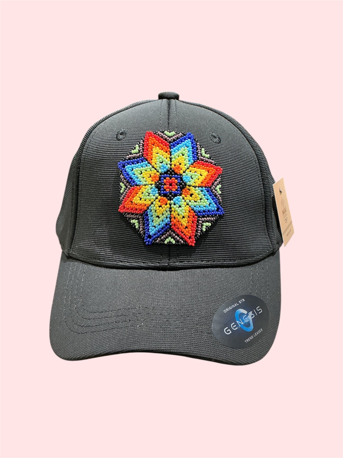 Beaded Hat with Flower Design
