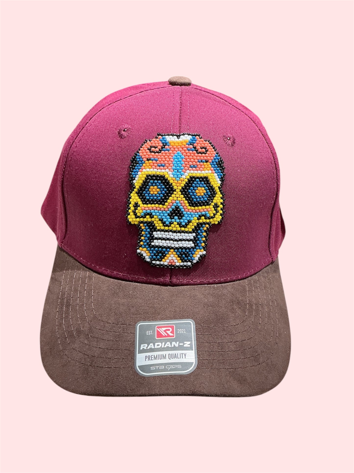 Beaded hat with colorful Skull design