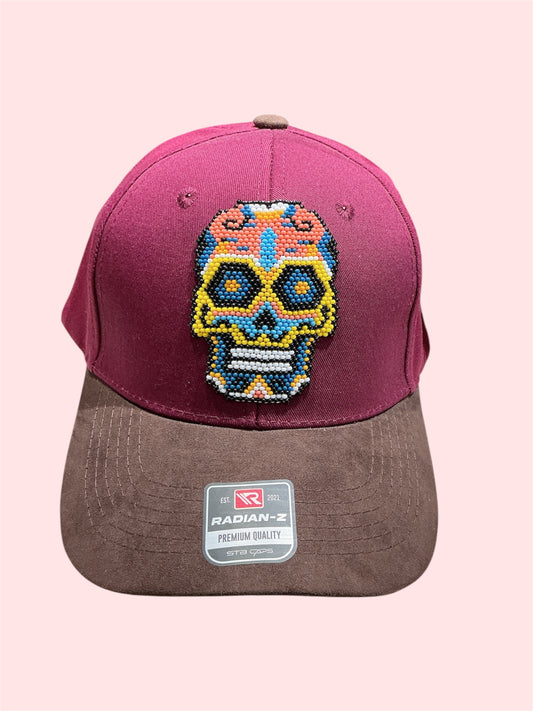 Beaded hat with colorful Skull design