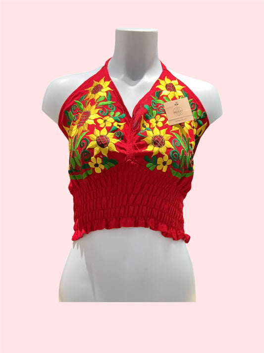 Red Mexican Embroidered Summer Top