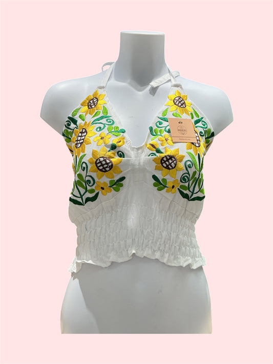 White Mexican Embroidered Summer Top