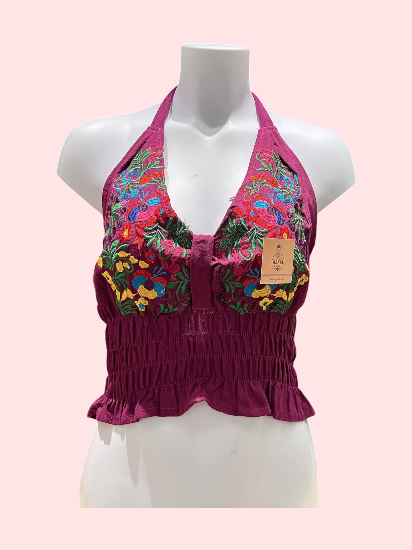 Burgundy Mexican Embroidered Summer Top